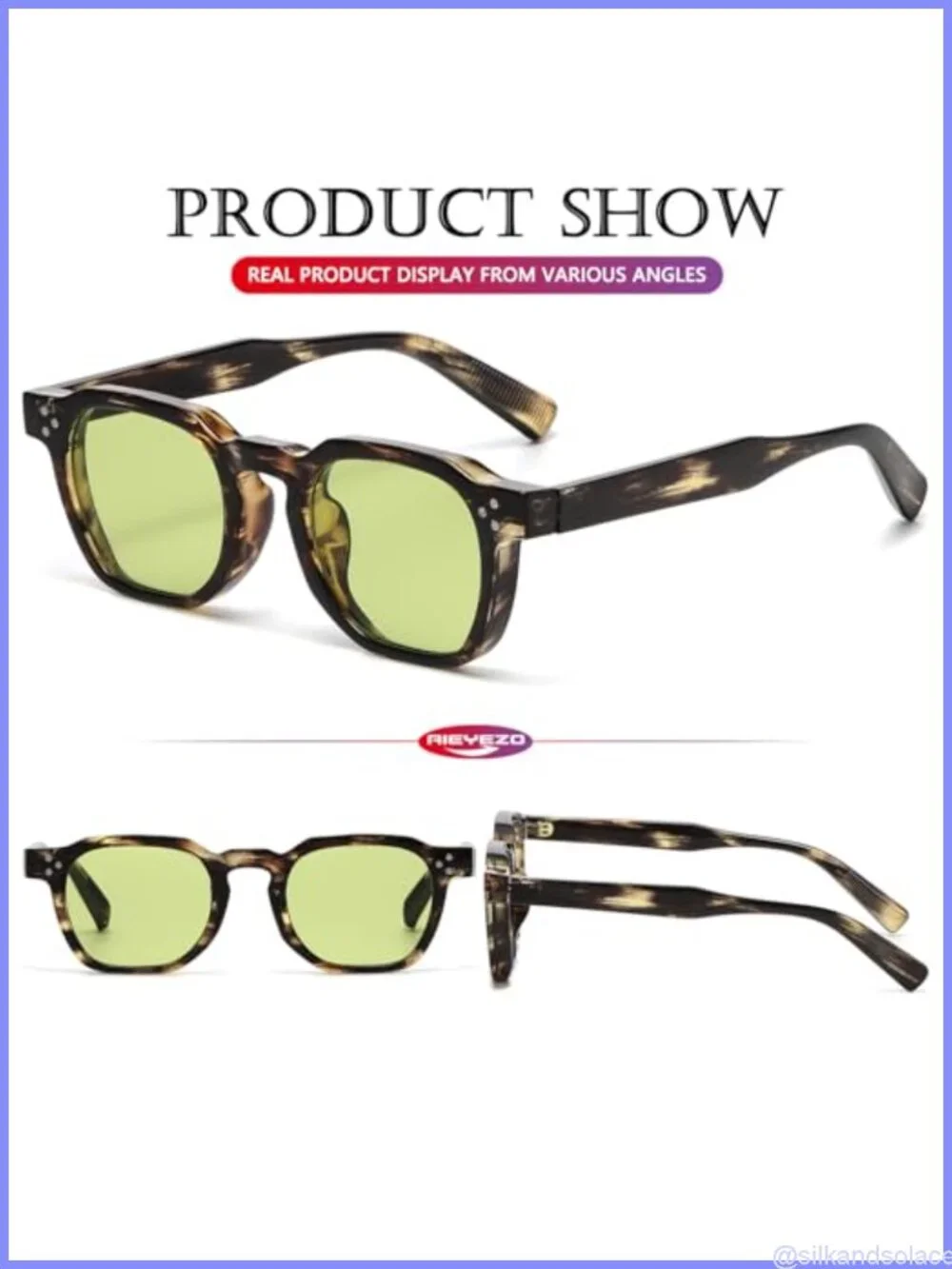 Retro Square Thick Frame Sunglasses UV400 Unisex Full Frame